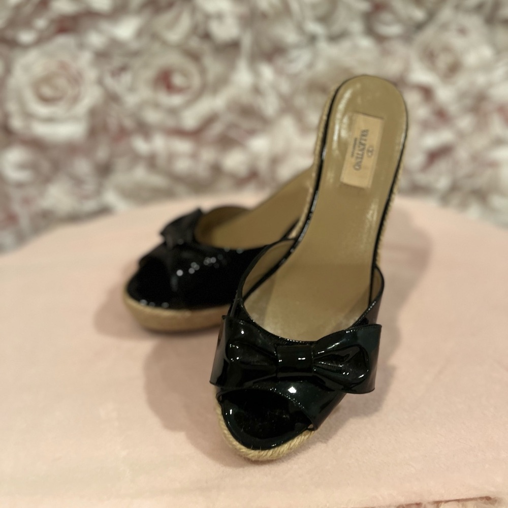 Valentino Garavani Black Espadrille Wedges